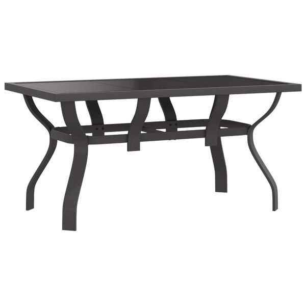 vidaXL Mesa de jardim 140x70x70 cm a&ccedil;o e vidro cinza/preto