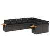 vidaXL 9 pcs conjunto de sof&aacute;s p/ jardim c/ almofad&otilde;es vime PE preto