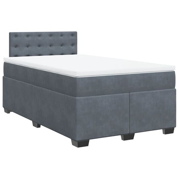vidaXL Cama boxspring com colch&atilde;o 120x190 cm veludo cinzento-escuro