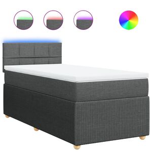 vidaXL Cama com molas/colch&atilde;o 80x200 cm tecido cinzento-escuro