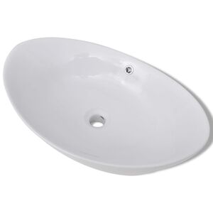 vidaXL Pia ceramica em oval 59 x 38,5 cm