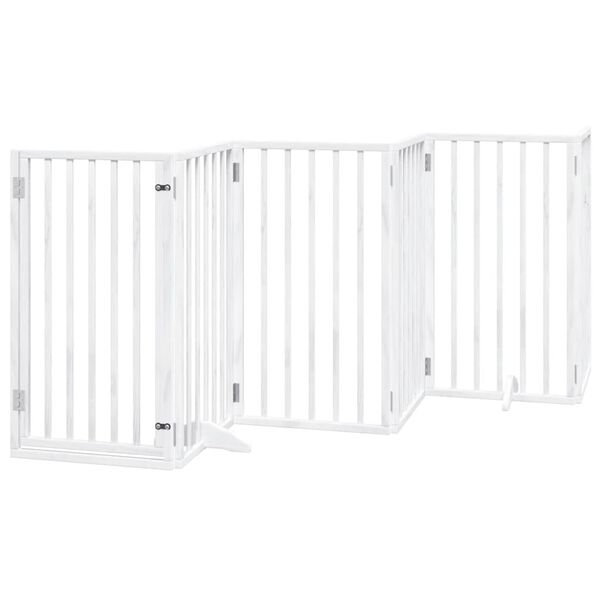 vidaXL Port&atilde;o p/ c&atilde;es com porta dobr&aacute;vel 12 pain&eacute;is 600cm &aacute;lamo branco