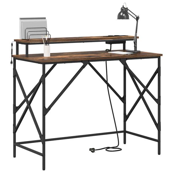 vidaXL Mesa Carvalho Defumado 100 x 50 x 86,5 cm Madeira processada