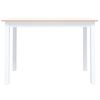 vidaXL Mesa jantar 114x71x75cm madeira seringueira branco e castanho