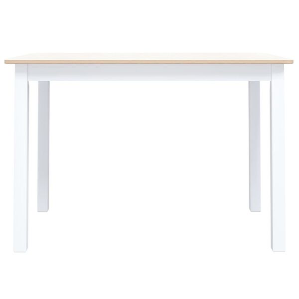 vidaXL Mesa jantar 114x71x75cm madeira seringueira branco e castanho