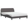 vidaXL Cama com colch&atilde;o Dover 140x190 cm couro artificial cinzento