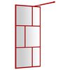 vidaXL Divis&oacute;ria de chuveiro 90x195 cm vidro transparente ESG vermelho