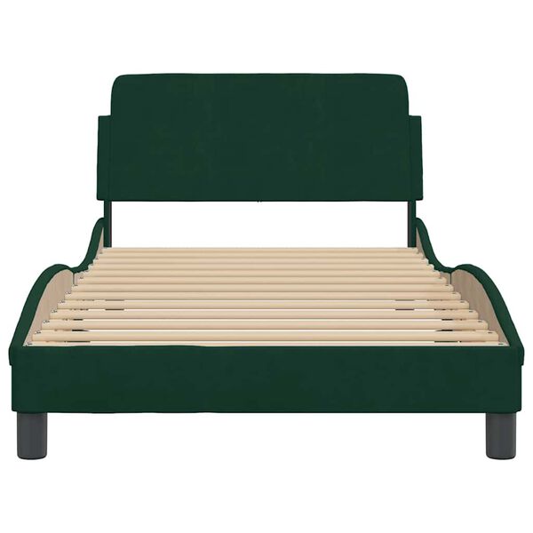 vidaXL Estrutura de cama Dover 100x200 cm veludo verde-escuro