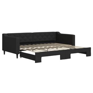 vidaXL Sof&aacute;-cama com gavet&atilde;o 90x200 cm tecido preto