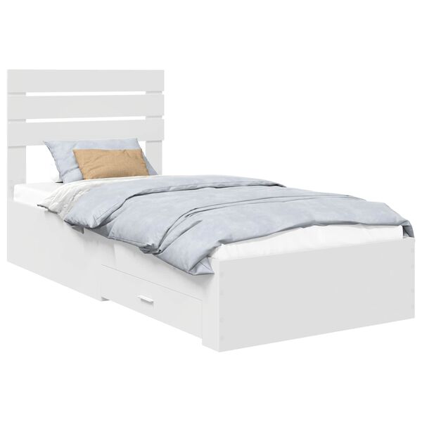 vidaXL Estrutura da Cama Branco e Prata 75 x 190 cm Madeira processada