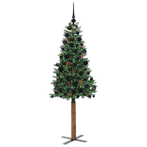 vidaXL &Aacute;rvore de Natal Slim com 300 LEDs com suporte Verde 180 cm