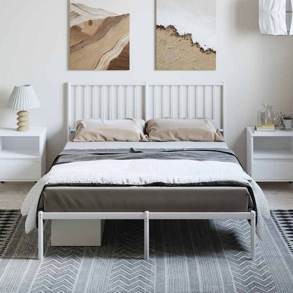 vidaXL Estrutura de cama com cabeceira 135x190 cm metal branco