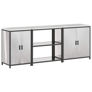 vidaXL Conjunto de Armazenamento de Cozinha HATTEM 3 unid. Prateado