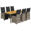 vidaXL 7 pcs conjunto bistr&ocirc; de jardim c/ almofad&otilde;es vime PE cinza