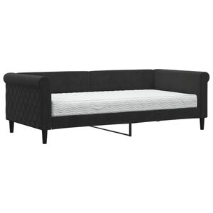vidaXL Sof&aacute;-cama com colch&atilde;o 90x190 cm veludo preto