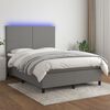 vidaXL Cama box spring c/ colch&atilde;o e LED 140x200 cm tecido cinza-escuro