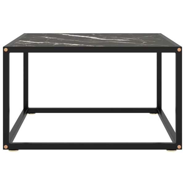 vidaXL Mesa de centro 60x60x35 cm vidro m&aacute;rmore preto