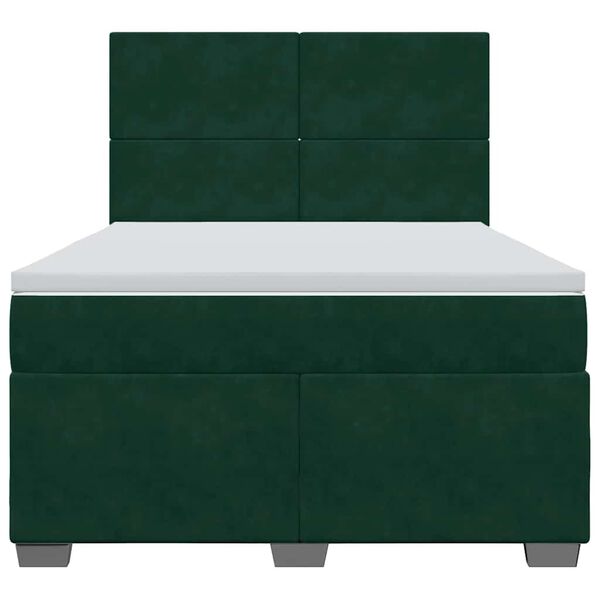 vidaXL Cama com molas/colch&atilde;o 140x200 cm veludo verde-escuro