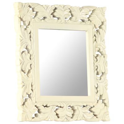 vidaXL Espelho esculpido à mão 50x50 cm mangueira maciça branco