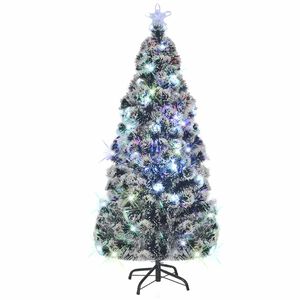vidaXL &Aacute;rvore de Natal pr&eacute;-iluminada c/ suporte e LED 210 cm fibra &oacute;tica
