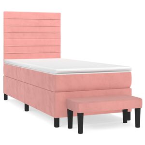 vidaXL Cama com molas/colch&atilde;o 100x200 cm veludo rosa