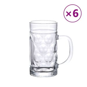 vidaXL Canecas de cerveja com pega 6 pcs 500 ml vidro