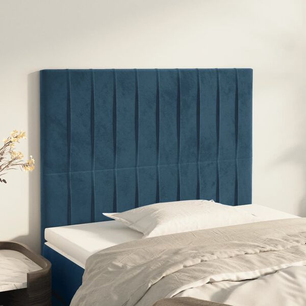 vidaXL Cabeceira Azul Escuro 80x5x118/128 cm Veludo