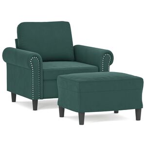 vidaXL Poltrona com apoio de p&eacute;s 60 cm veludo verde-escuro