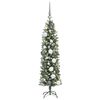 vidaXL &Aacute;rvore Slim de Natal Artificial Verde e Branco 120 cm