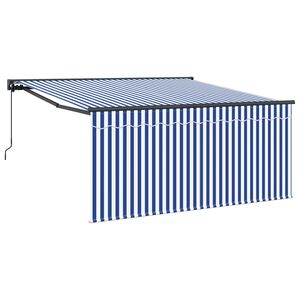 vidaXL Toldo retr&aacute;til Azul e Branco 300 x 250 cm Poli&eacute;ster e Alum&iacute;nio