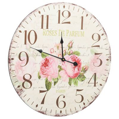 vidaXL Relógio de parede vintage florido 60 cm