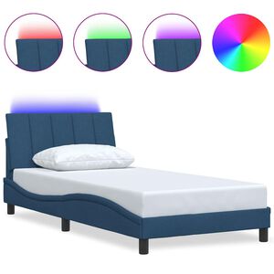 vidaXL Estrutura de cama sem colch&atilde;o Hanko 100x200 cm tecido azul