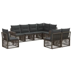 vidaXL Conjunto de Sof&aacute; de Jardim 8 unid. Cinza e Cinza Escuro vime PE