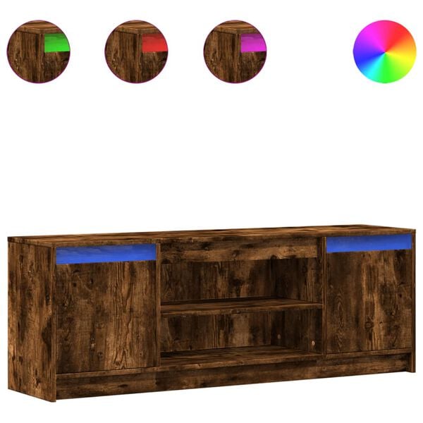 vidaXL M&oacute;vel de TV com luzes LED derivados de madeira carvalho fumado
