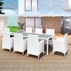 vidaXL 9 pcs conjunto de jantar para exterior vime branco nata