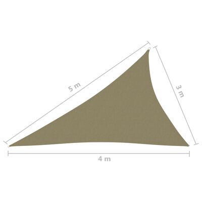 vidaXL Para-sol estilo vela tecido oxford triangular 3x4x5 m bege