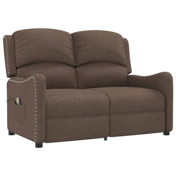 vidaXL Poltrona massagens 2 lug. reclinável tecido cinza-acastanhado