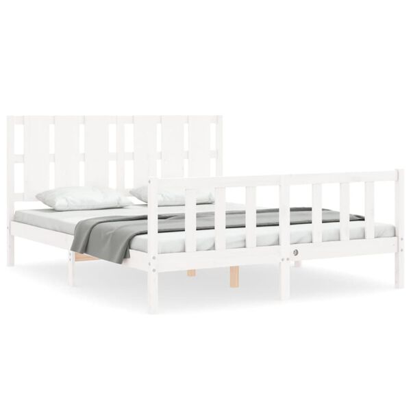 vidaXL Cama sem colch&atilde;o 160x200 cm madeira de pinho maci&ccedil;a branco