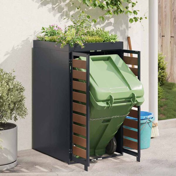 vidaXL Armazenamento de Lixeira com Teto de Canteiro para Lixeira de 240L