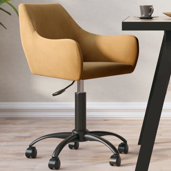 vidaXL Cadeira de jantar girat&oacute;ria veludo castanho