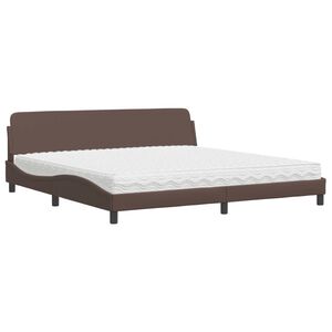 vidaXL Cama com colch&atilde;o Dover 200x200 cm couro artificial castanho