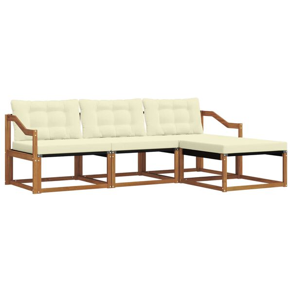 vidaXL Conjunto de Sof&aacute;s para Exterior 4 pcs Natural e Creme
