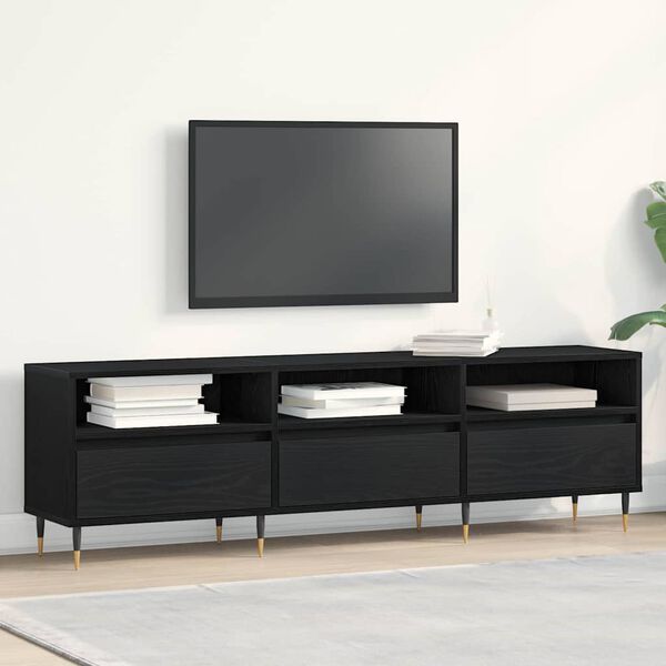 vidaXL Gabinete para TV com gaveta Carvalho Preto 150 x 30 x 44,5 cm