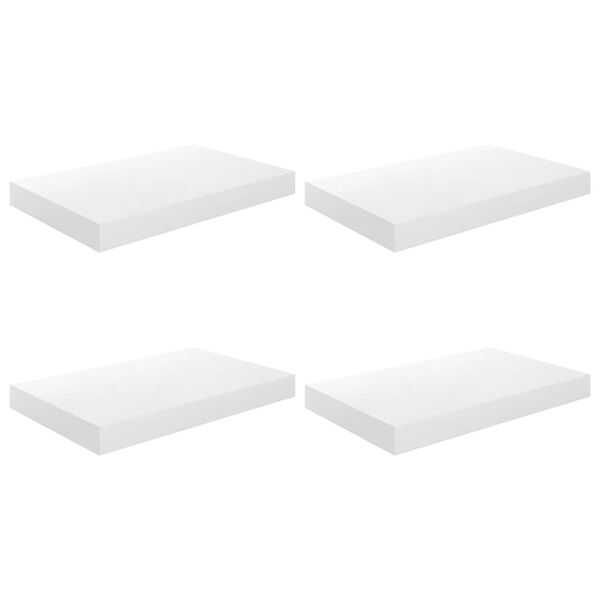 vidaXL Prateleiras de parede suspensas 4 pcs 40x23x3,8cm MDF branco