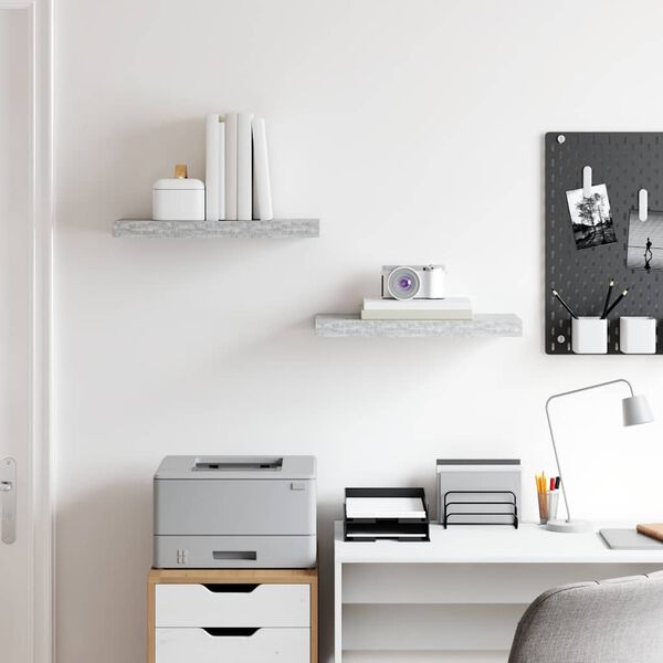 vidaXL Prateleiras de parede 2 pcs 50x23x3,8 cm MDF cinzento-cimento