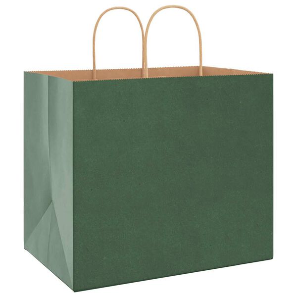 vidaXL Sacos de papel 250 unid com al&ccedil;as verde 32x22x28 cm