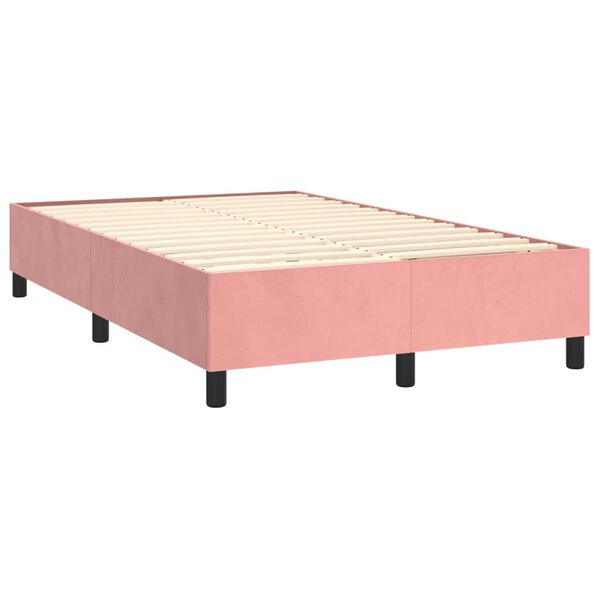 vidaXL Cama boxspring com colch&atilde;o 120x190 cm veludo rosa