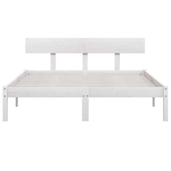 vidaXL Estrutura de cama 140x200 cm pinho maciço branco