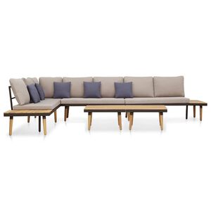 vidaXL 7 lugares conjunto lounge jardim + almofad&otilde;es ac&aacute;cia castanho