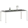 vidaXL Mesa de jardim com tampo de vidro 190x90x75 cm vime PE branco